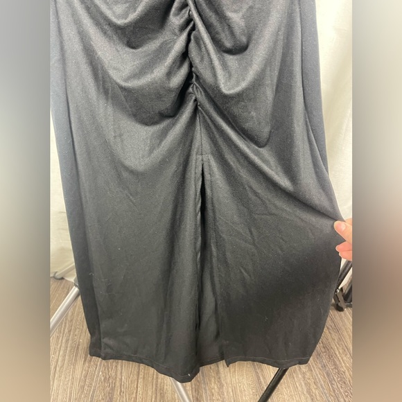 VELVET TORCH V-NECK LONG SLEEVE BLACK MIDI RIBBED DRESS SIZE MEDIUM NWT - Picture 7 of 11